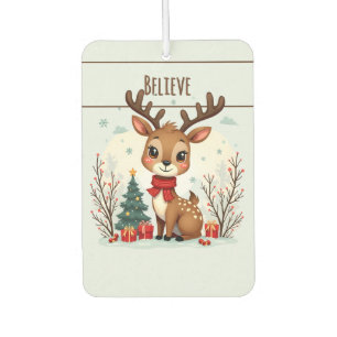 Désodorisant Pour Voiture Scène mignonne de rennes de Noël dans une forêt en