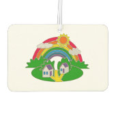 Désodorisant Pour Voiture Scène rurale avec arc-en-ciel et maison de campagn (Dos)