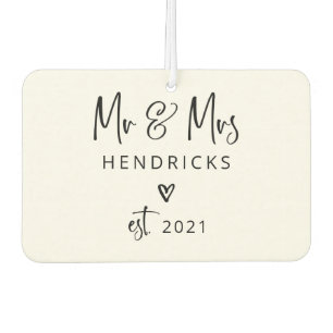 Désodorisant Pour Voiture Script moderne M. et Mme Mariage Fondée