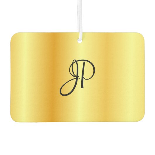 Désodorisant Pour Voiture Script tendance Monogram Faux Gold Modèle Élégant (Devant)