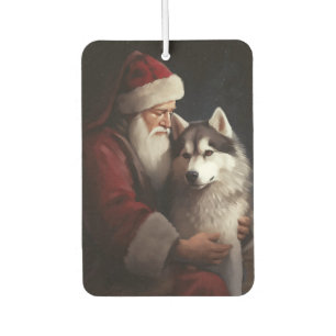 Désodorisant Pour Voiture Sibérien Husky avec Noël Festif du Père Noël