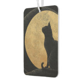 Désodorisant Pour Voiture Silhouette de chat noir contre une lune d'or (Gauche)