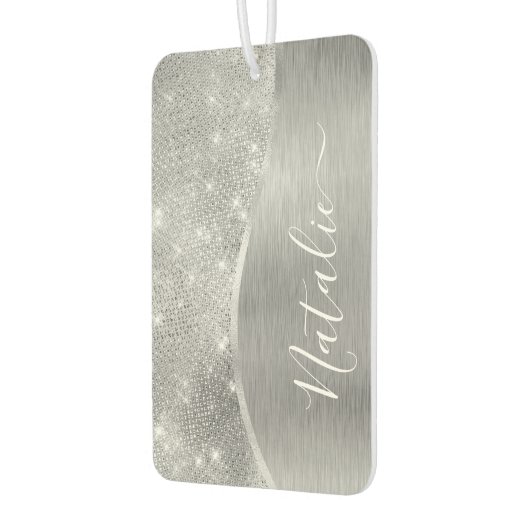 Désodorisant Pour Voiture Silver Glitter Glam Bling Personalized (Gauche)