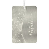 Désodorisant Pour Voiture Silver Glitter Glam Bling Personalized (Dos)
