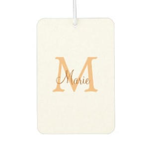Désodorisant Pour Voiture simple minimal ajouter nom monogramme orange marro