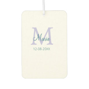 Désodorisant Pour Voiture simple minimum ajouter nom monogramme violet vert