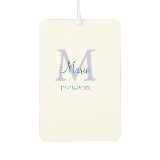 Désodorisant Pour Voiture simple minimum ajouter nom monogramme violet vert (Devant)