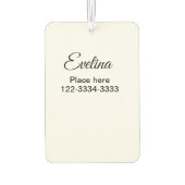 Désodorisant Pour Voiture Simple minimum ajouter votre nom texte place ville (Dos)