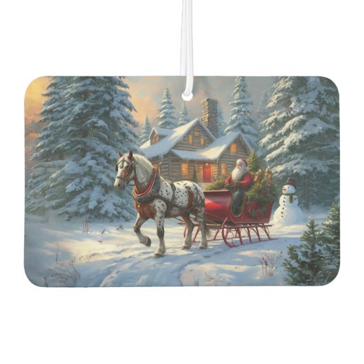 Désodorisant Pour Voiture Sleigh Père Noël à cheval de Noël (Devant)