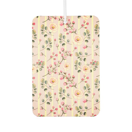 Désodorisant Pour Voiture Soft Pink Floral Stripe Pattern (Devant)