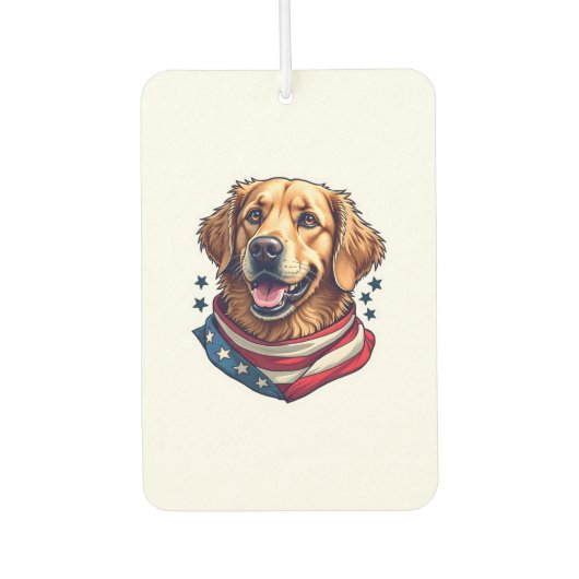 Désodorisant Pour Voiture Star Spangled Golden Retriever Vintage Tee (Devant)