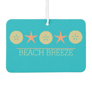 Désodorisant Pour Voiture Starfish Sand Dollar Plage jaune orange turquoise