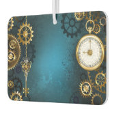 Désodorisant Pour Voiture Steampunk Arrière - plan turquoise avec Gears (Gauche)