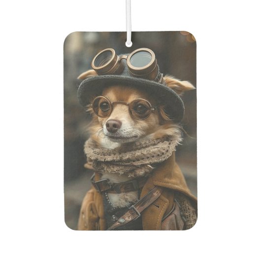 Désodorisant Pour Voiture Steampunk Chihuahua Chien Funny Cadeau Air Freshen (Devant)