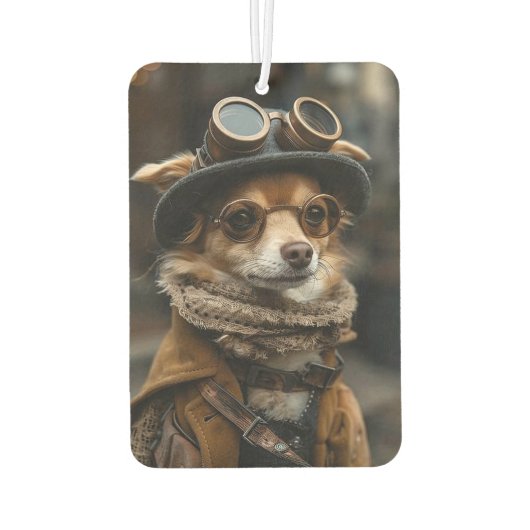 Désodorisant Pour Voiture Steampunk Chihuahua Chien Funny Cadeau Air Freshen (Dos)