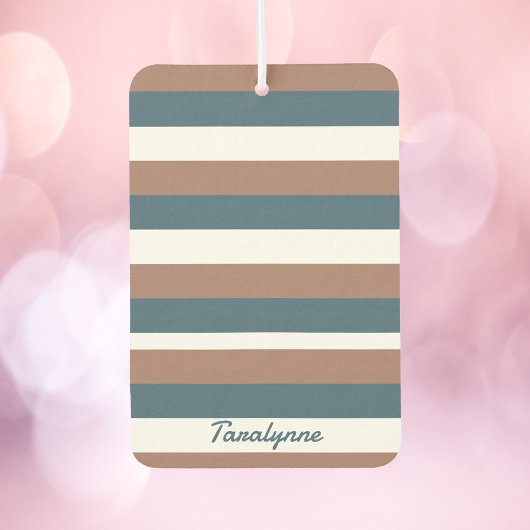 Désodorisant Pour Voiture Stripes Motif Personnaliser Brown Turquoise Blanc