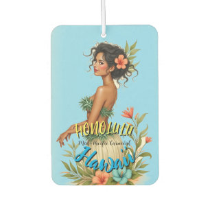 Désodorisant Pour Voiture Style vintage Hawaiian Travel Honolulu Hula Girl
