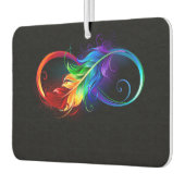 Désodorisant Pour Voiture Symbole d'infini avec plume arc-en-ciel (Gauche)
