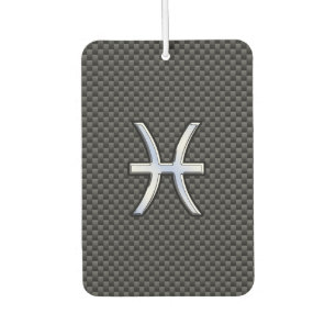 Désodorisant Pour Voiture Symbole zodiaque Pisces sur le style fibre de carb