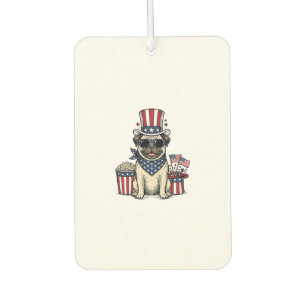 Désodorisant Pour Voiture T-shirt de chien avec gravure vintage Pug patrioti
