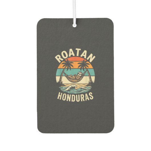 Désodorisant Pour Voiture T-Shirt de paresseux de Roatan Honduras (Devant)
