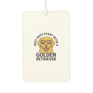 Désodorisant Pour Voiture T-shirt Golden Retriever avec lunettes de soleil r