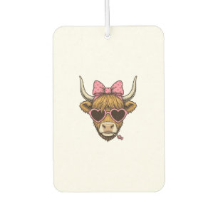 Désodorisant Pour Voiture T-shirt vintage Cute Highland Cow Heart Lunettes D