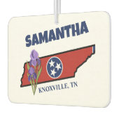 Désodorisant Pour Voiture Tennessee Drapeau et Fleur pourpre Iris Texte pers (Gauche)