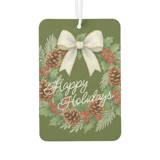 Désodorisant Pour Voiture Terrain Décembre Classé Avec Vacances Bow Blanc (Dos)