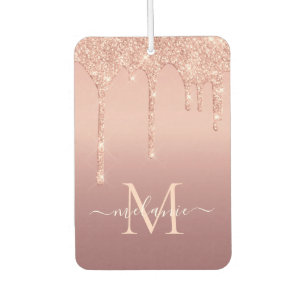 Désodorisant Pour Voiture Texte Rose Or Votre nom Lettre Air Freshener