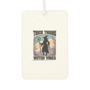 Désodorisant Pour Voiture Thick Thighs Witch Vibes Vintage Halloween Tee_1