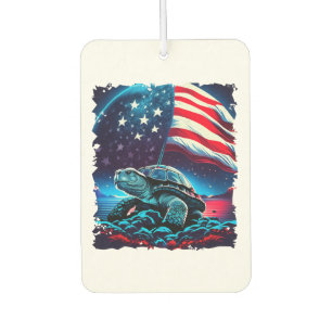 Désodorisant Pour Voiture Tortue d'Amérique sous la Lune avec le drapeau amé