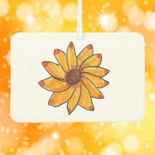 Désodorisant Pour Voiture Tournesol Jaune Marqueur main tiré