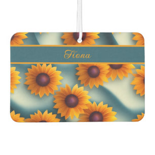Désodorisant Pour Voiture Tournesols avec motif de fond bleu