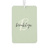 Désodorisant Pour Voiture Trendy Sage Green Black White Script Monogram (Dos)