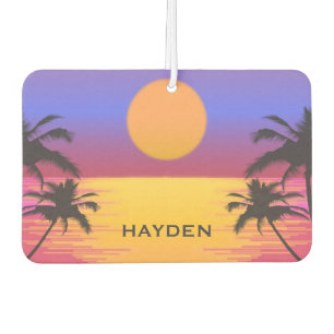 Désodorisant Pour Voiture Tropical Sunset Palm Trees Graphisme Personnalisé