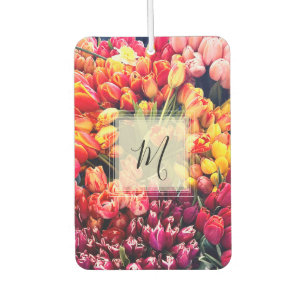 Désodorisant Pour Voiture Tulipes Printemps Lumineuses Avec Monogramme