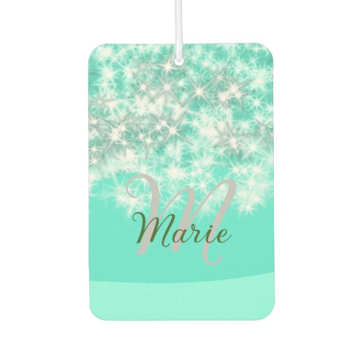 Désodorisant Pour Voiture Turquoise turquoise agate aqua monogramme ajouter (Devant)