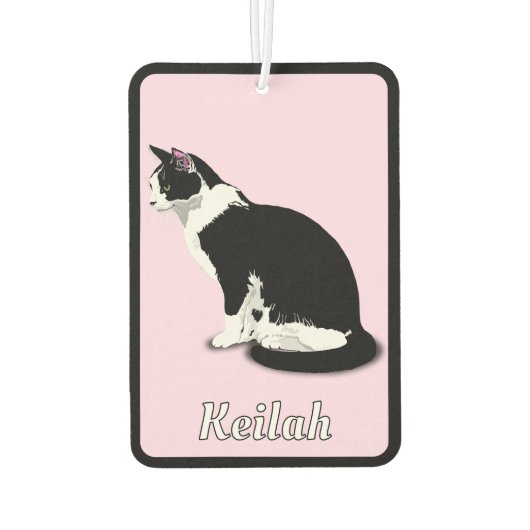 Désodorisant Pour Voiture Tuxedo Chat noir et blanc Personnalisé (Dos)