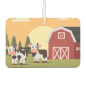 Désodorisant Pour Voiture Two Cows and a Red Barn at Sunrise (Devant)