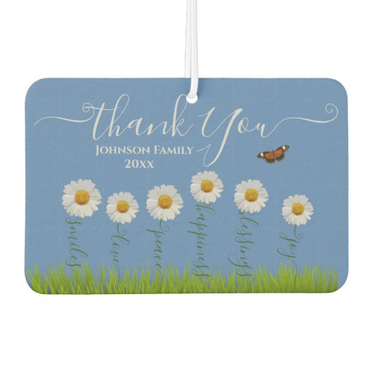 Désodorisant Pour Voiture Typographie moderne de Merci Floral Blue Daisy (Devant)