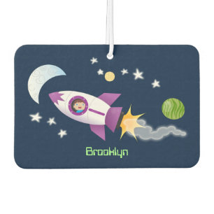 Désodorisant Pour Voiture Un adorable vaisseau-fusée dans l'espace dessin an