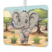 Désodorisant Pour Voiture Un bébé éléphant qui sonne heureux dans la savane  (Gauche)