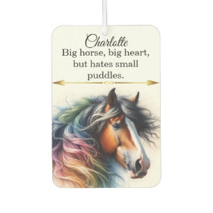 Désodorisant Pour Voiture Un cheval vibrant avec crinière arc-en-ciel.