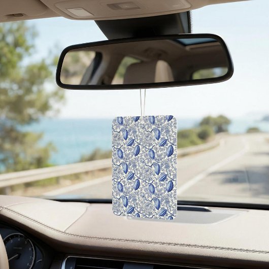 Désodorisant Pour Voiture Unique Blue Toile Cocoa Chic Botanical Pattern