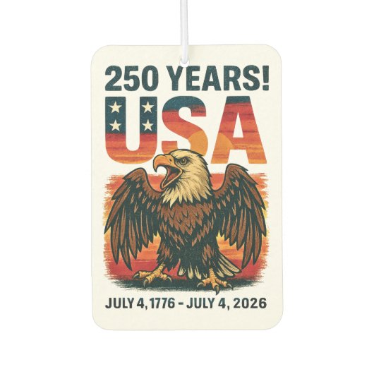 Désodorisant Pour Voiture USA 250 Years – Patriotic Bald Eagle July 4th 2026 (Devant)