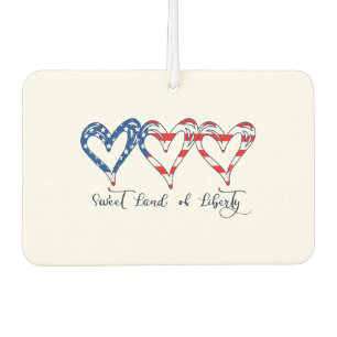 Désodorisant Pour Voiture USA Drapeau Patriotique Coeurs 4 juillet Sweet Lan