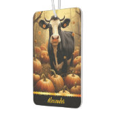 Désodorisant Pour Voiture Vache de charme parmi les citrouilles lors d'un jo (Gauche)