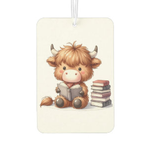 Désodorisant Pour Voiture Vache des Highlands lisant des livres