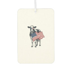Désodorisant Pour Voiture Vache patriotique Drapeau américain Gravure vintag